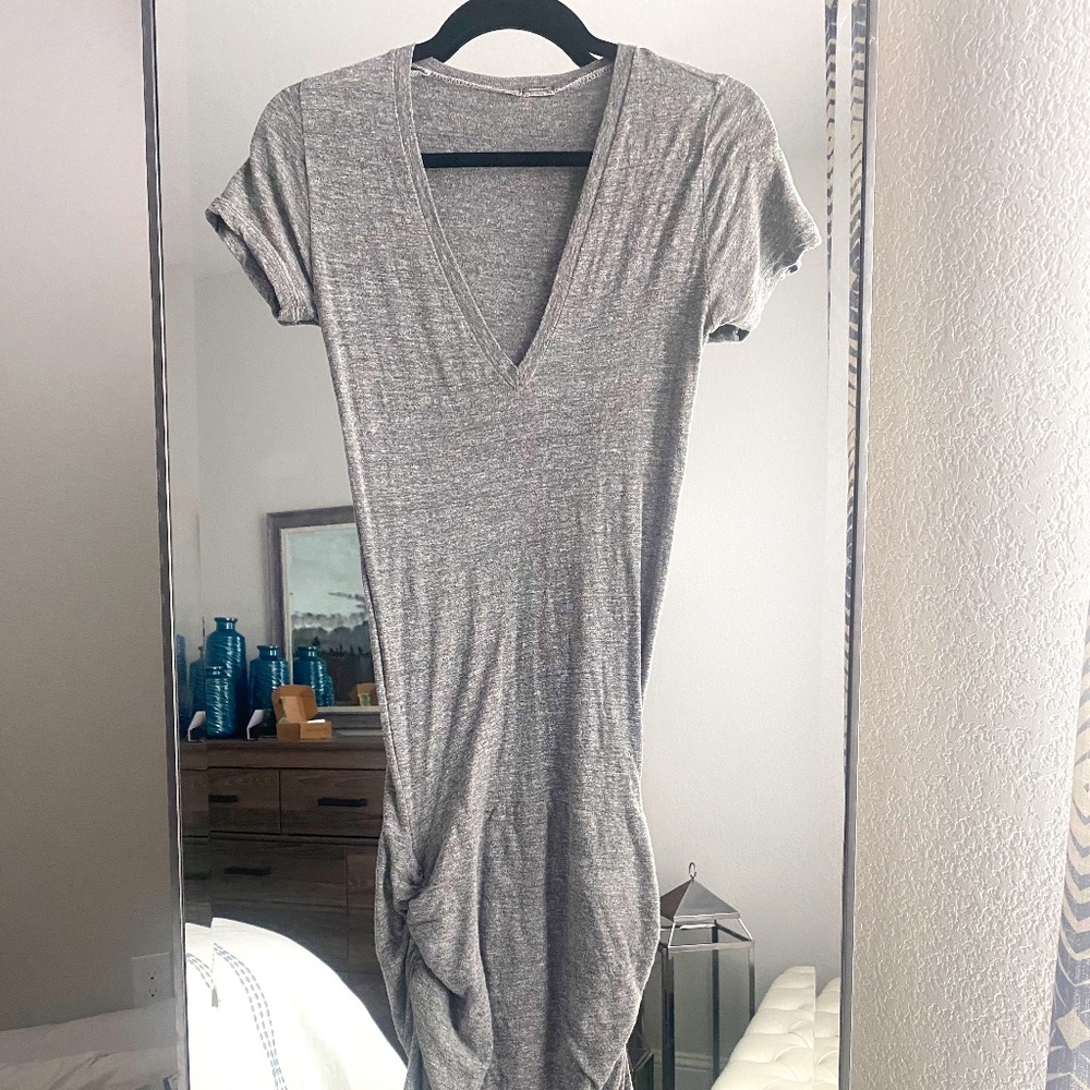 Heathered Grey Plunge Maxi Dress